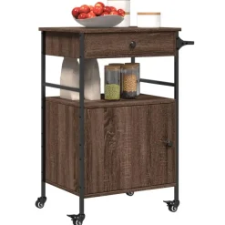 vidaXL - Keukentrolley - Bruin - Bewerkt hout
