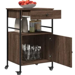 vidaXL - Keukentrolley - Bruin - Bewerkt hout