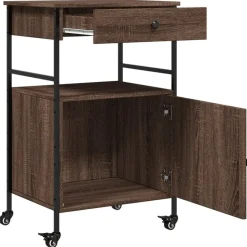 vidaXL - Keukentrolley - Bruin - Bewerkt hout