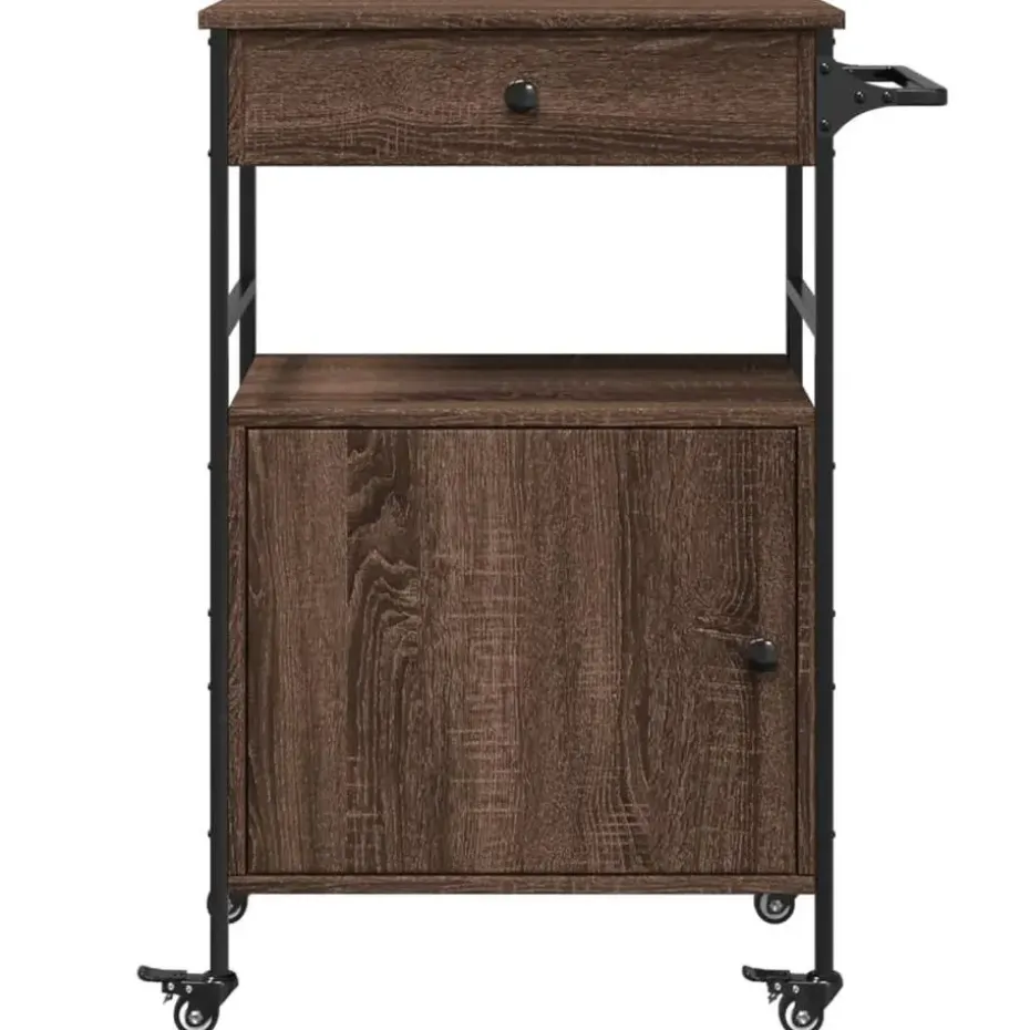 vidaXL - Keukentrolley - Bruin - Bewerkt hout