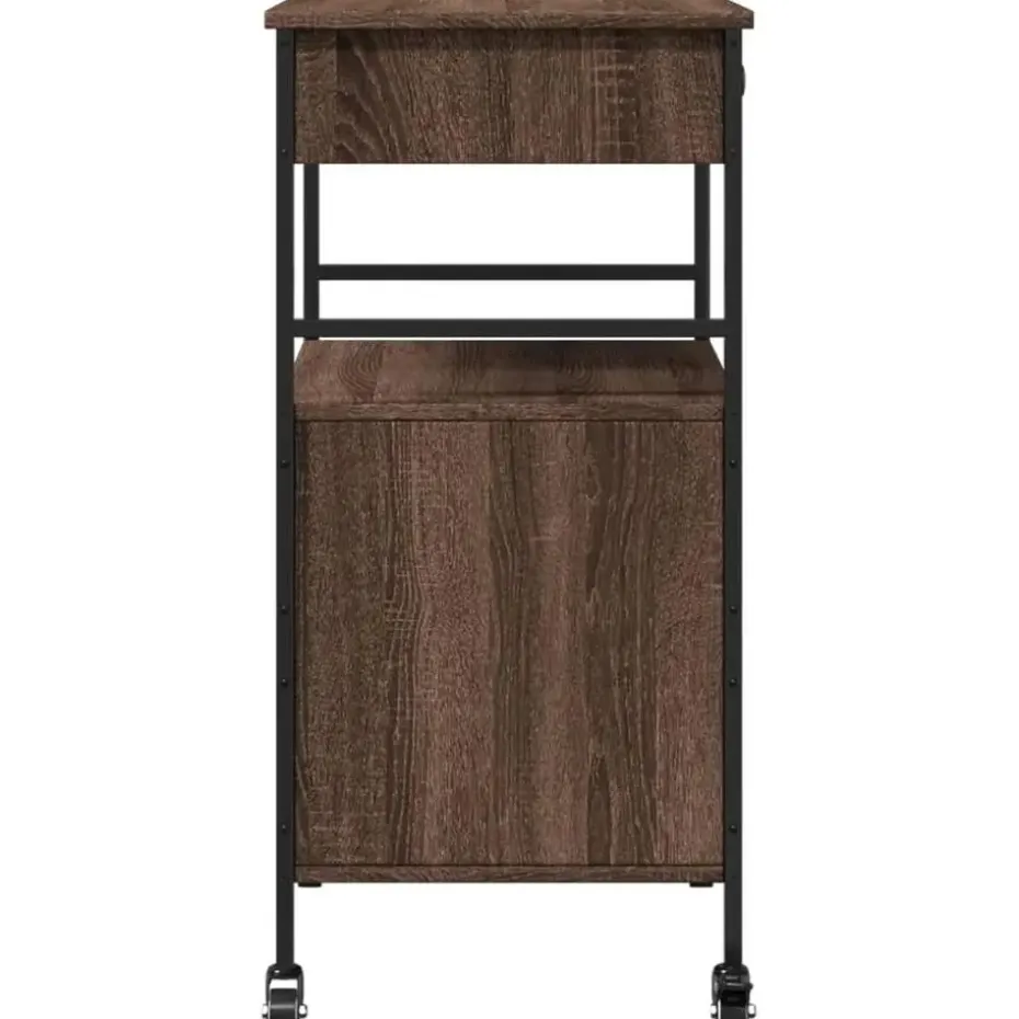 vidaXL - Keukentrolley - Bruin - Bewerkt hout