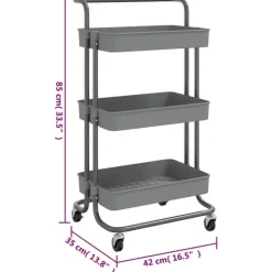 vidaXL - Keukentrolley - Grijs - IJzer