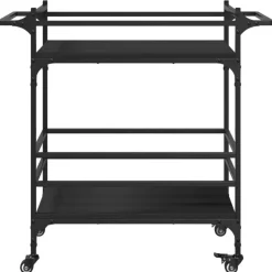 vidaXL - Keukentrolley - Zwart - Bewerkt hout