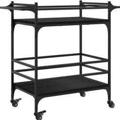 vidaXL - Keukentrolley - Zwart - Bewerkt hout