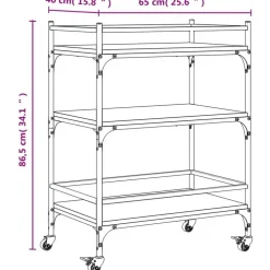 vidaXL - Keukentrolley - Zwart - Bewerkt hout