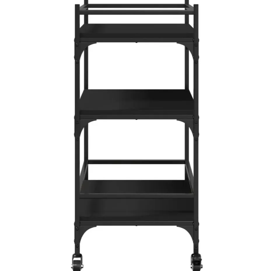 vidaXL - Keukentrolley - Zwart - Bewerkt hout