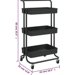 vidaXL - Keukentrolley - Zwart - IJzer