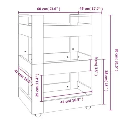 vidaXL - Keukentrolley - Zwart - Bewerkt hout