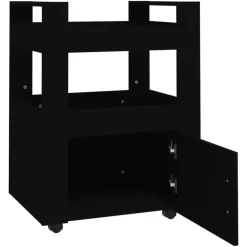 vidaXL - Keukentrolley - Zwart - Bewerkt hout