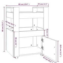 vidaXL - Keukentrolley - Zwart - Bewerkt hout