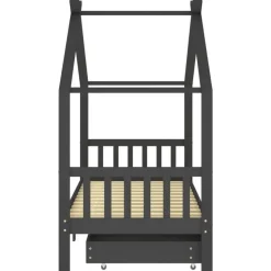 vidaXL - Kinderbed met lades - Donkergrijs - Grenenhout - 90x200 cm