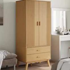 vidaXL - Kledingkast OLDEN met 2 lades - Grenenhout - Bruin - 76.5x53x172 cm