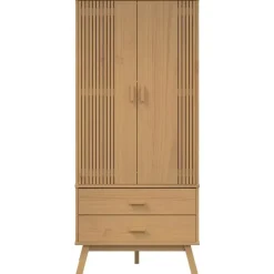 vidaXL - Kledingkast OLDEN met 2 lades - Grenenhout - Bruin - 76.5x53x172 cm