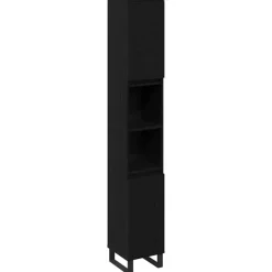 vidaXL - Kolomkast met 2 deuren 2 vakken - Zwart eiken - Hout - 30x30x190 cm