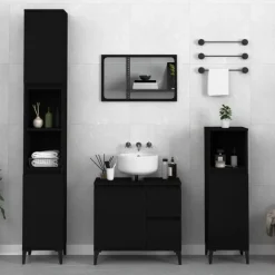 vidaXL - Kolomkast met 2 deuren 2 vakken - Zwart - Bewerkt hout - 30x30x190 cm