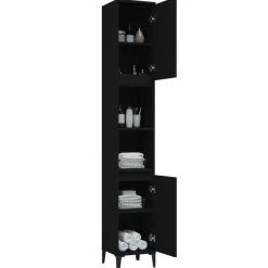 vidaXL - Kolomkast met 2 deuren 2 vakken - Zwart - Bewerkt hout - 30x30x190 cm
