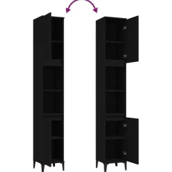 vidaXL - Kolomkast met 2 deuren 2 vakken - Zwart - Bewerkt hout - 30x30x190 cm