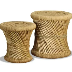 vidaXL - Kruk - Bruin - Bamboe - 2 stuks