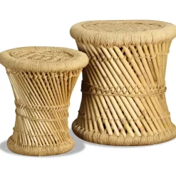 vidaXL - Kruk - Bruin - Bamboe - 2 stuks