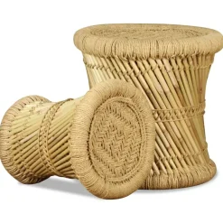 vidaXL - Kruk - Bruin - Bamboe - 2 stuks