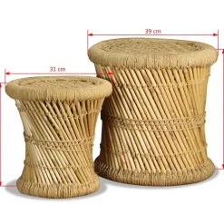 vidaXL - Kruk - Bruin - Bamboe - 2 stuks