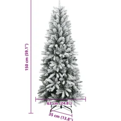 vidaXL - Kunstkerstboom met 150 LED's en sneeuw 150 cm - Groen en wit - PVC