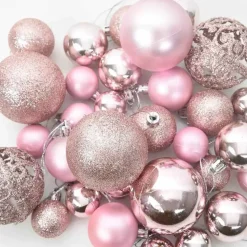 vidaXL - Kunstkerstboom met roze ballen 180 cm - Groen en wit - PVC en hout