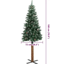 vidaXL - Kunstkerstboom met roze ballen 180 cm - Groen en wit - PVC en hout