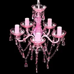 vidaXL - Kunstmatige Kristallen Glazen Plafondlamp - Roze - Glas