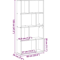 vidaXL - 4-laags Boekenkast voor woonkamers - Wit - Hout - 60x20x120 cm