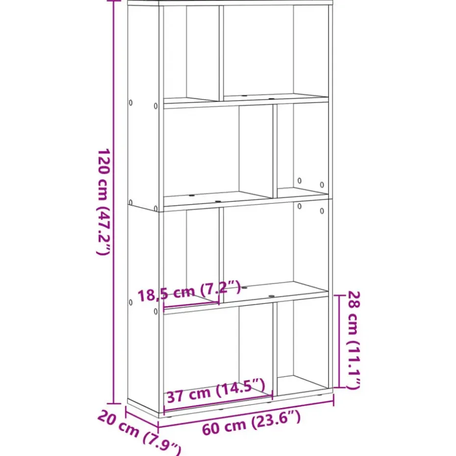 vidaXL - 4-laags Boekenkast voor woonkamers - Wit - Hout - 60x20x120 cm