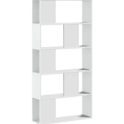 vidaXL - 5-laags Boekenkast - Wit - Bewerkt hout - 80.5x23.5x162.5 cm