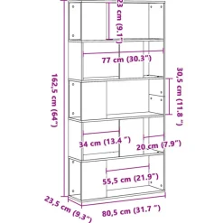 vidaXL - 5-laags Boekenkast - Wit - Bewerkt hout - 80.5x23.5x162.5 cm