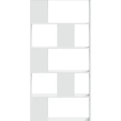 vidaXL - 5-laags Boekenkast - Wit - Bewerkt hout - 80.5x23.5x162.5 cm