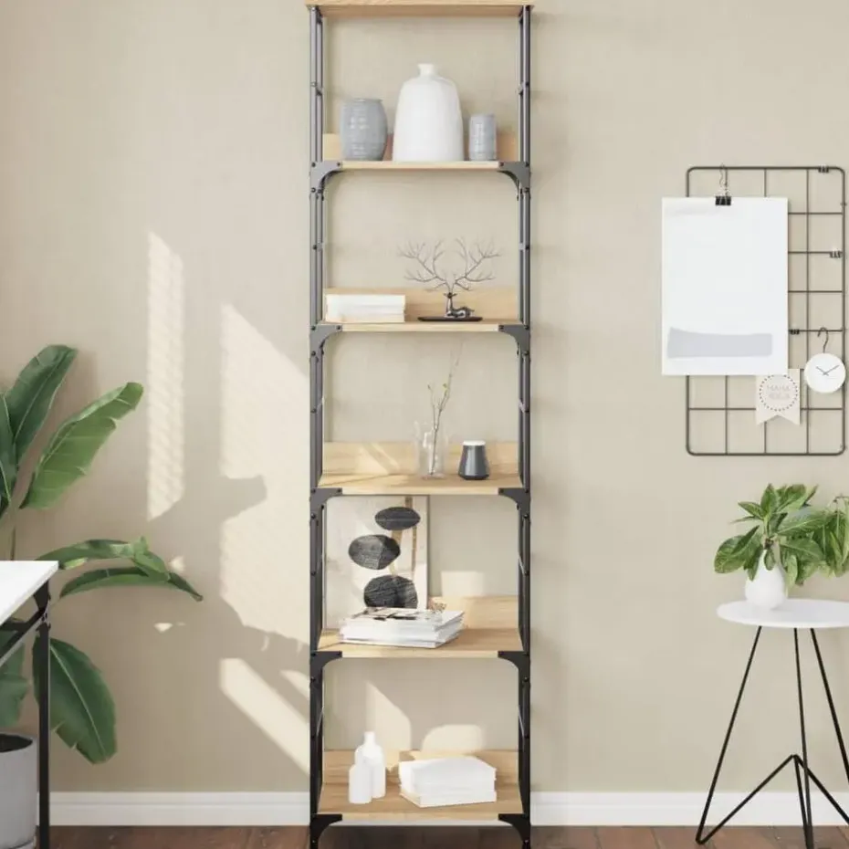 vidaXL - 5-laags Boekenkast - Sonoma eiken - Bewerkt hout - 50x33x188.5 cm