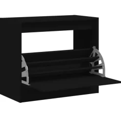 vidaXL - 3-laags Schoenenkast met 1 klep - Zwart - Bewerkt hout - 80x42x69 cm