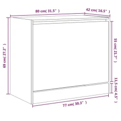 vidaXL - 3-laags Schoenenkast met 1 klep - Zwart - Bewerkt hout - 80x42x69 cm