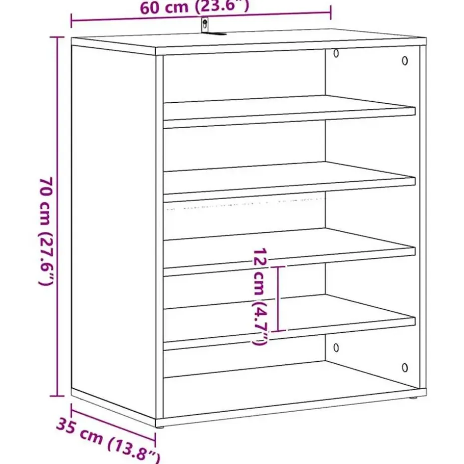 vidaXL - 5-laags Schoenenkast 10 paar - Artisana eiken - 60x35x70 cm