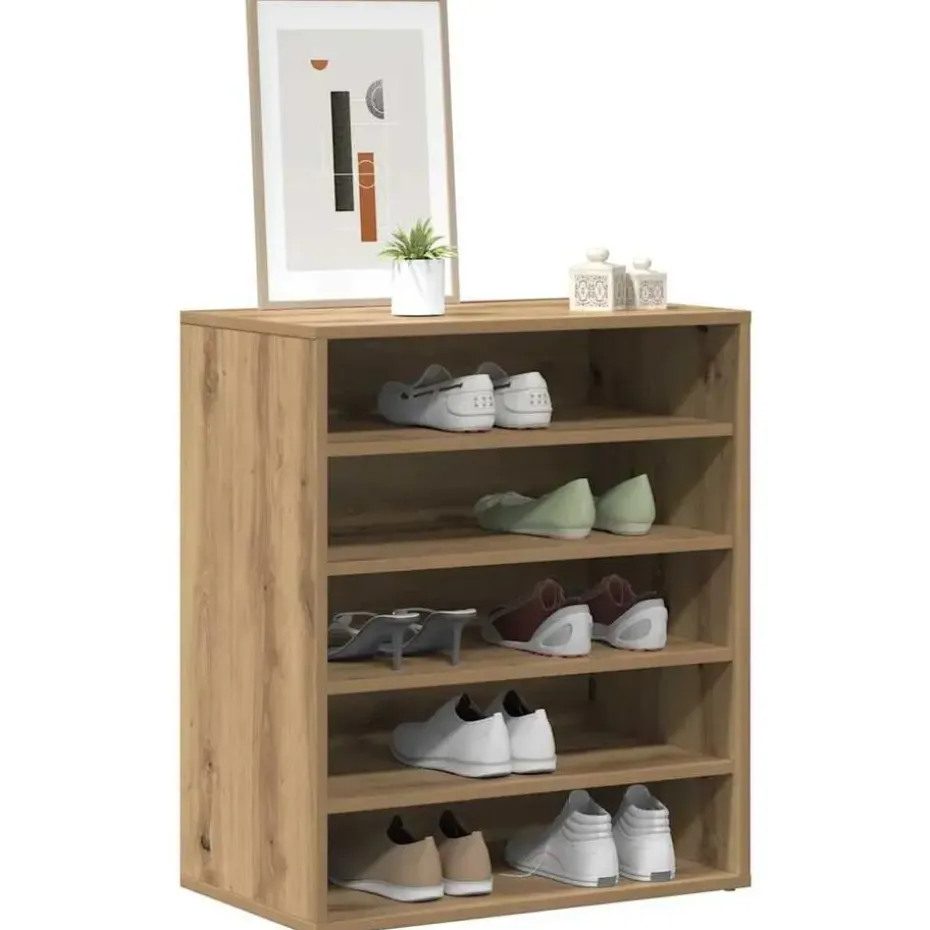 vidaXL - 5-laags Schoenenkast 10 paar - Artisana eiken - 60x35x70 cm