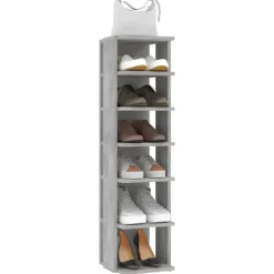 vidaXL - 6-laags Schoenenkast 6 paar - Betongrijs - Hout - 27.5x27x102 cm