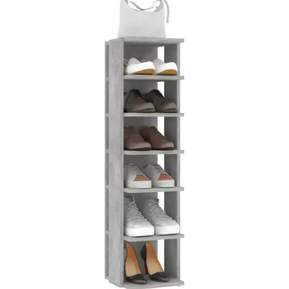 vidaXL - 6-laags Schoenenkast 6 paar - Betongrijs - Hout - 27.5x27x102 cm