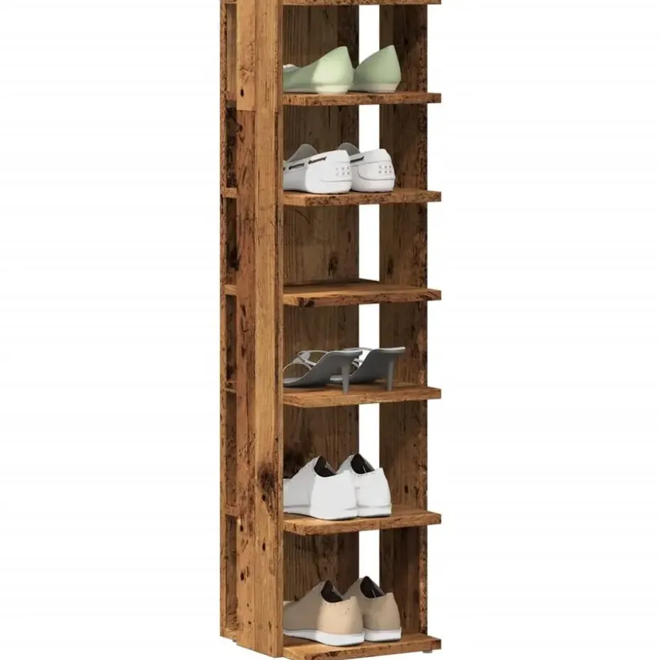 vidaXL - 6-laags Schoenenkast 6 paar - Oud hout - 28x27x102 cm