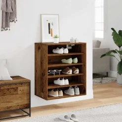 vidaXL - 5-laags Schoenenkast 10 paar - Oud hout - 60x35x70 cm