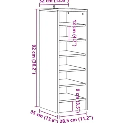 vidaXL - 6-laags Schoenenkast 6 paar - Oud hout - 35x35x92 cm