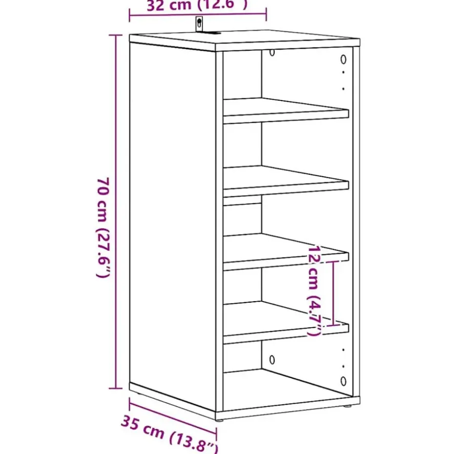 vidaXL - 5-laags Wandschoenenkast 5 paar - Zwart - Bewerkt hout - 31.5x35x70 cm