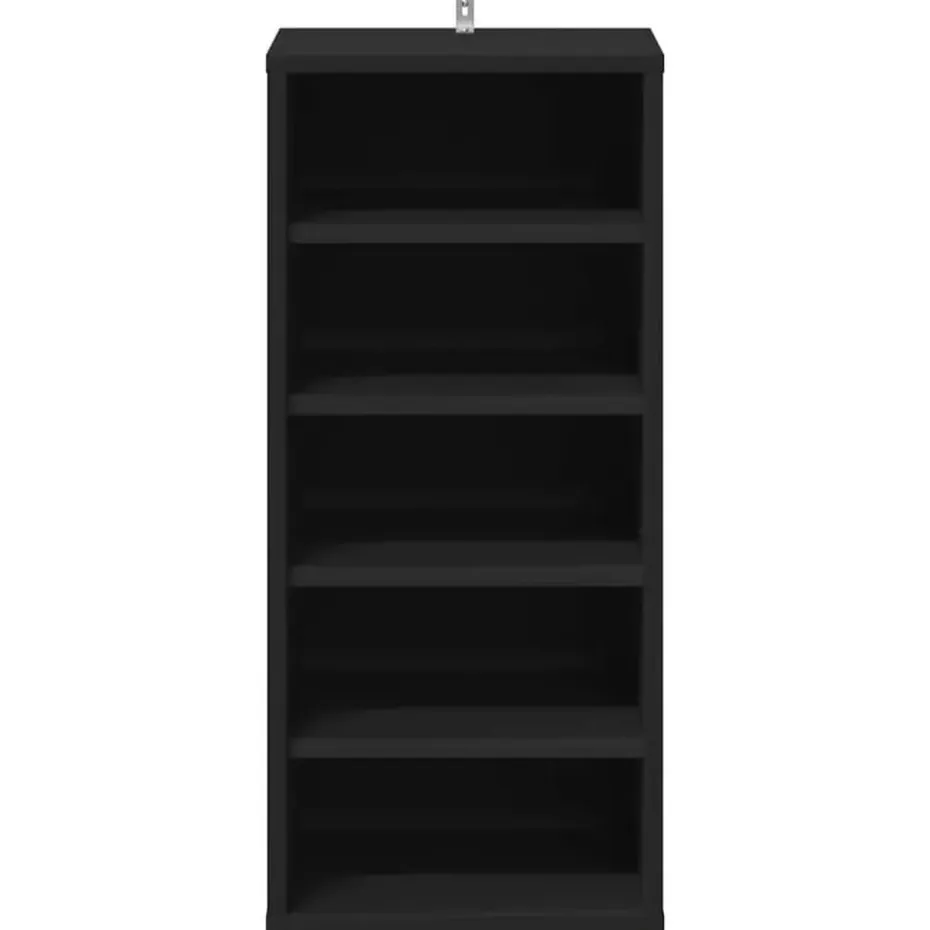 vidaXL - 5-laags Wandschoenenkast 5 paar - Zwart - Bewerkt hout - 31.5x35x70 cm