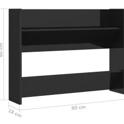 vidaXL - 2-laags Wandshoenenkasten 6 paar - Zwart - 80x18x60 cm - Set van 2