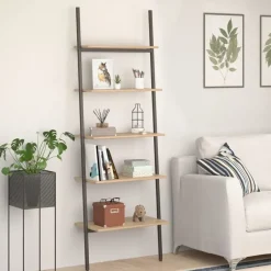 vidaXL - Ladderrek - Bruin - Bewerkt hout