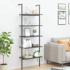 vidaXL - Ladderrek - Zwart - Bewerkt hout