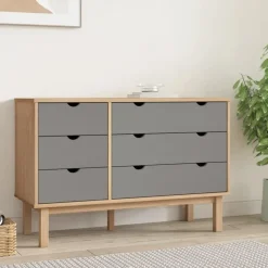 vidaXL - Ladekast - Grijs - Grenenhout